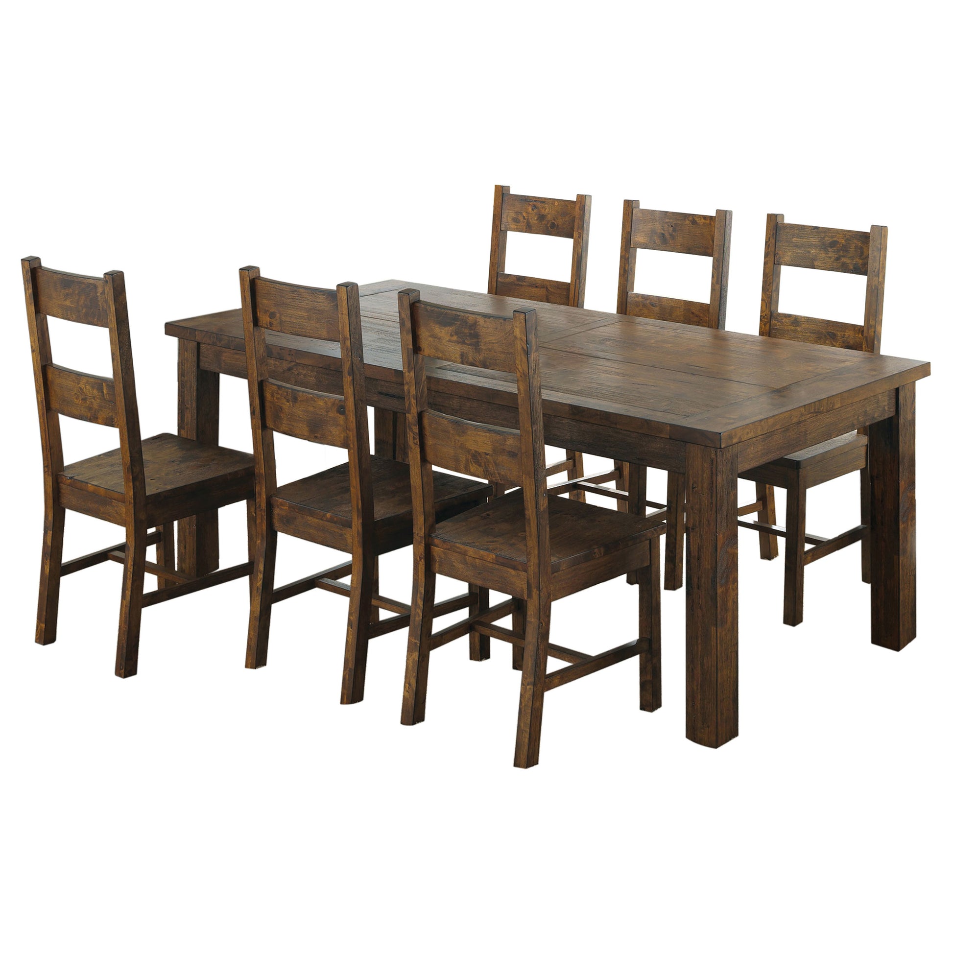7-Piece Rustic Brown Dining Table Set with Ladder Chairs