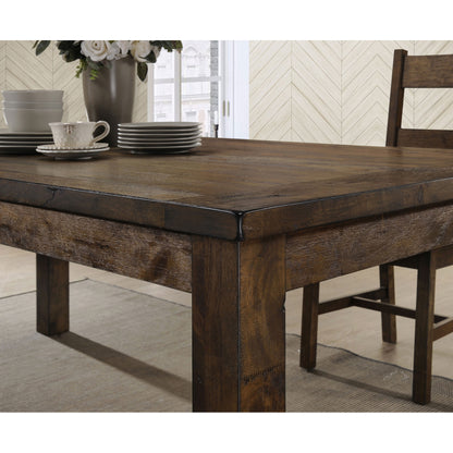 Rustic Brown Asian Hardwood Dining Table Set for Farmhouse Style