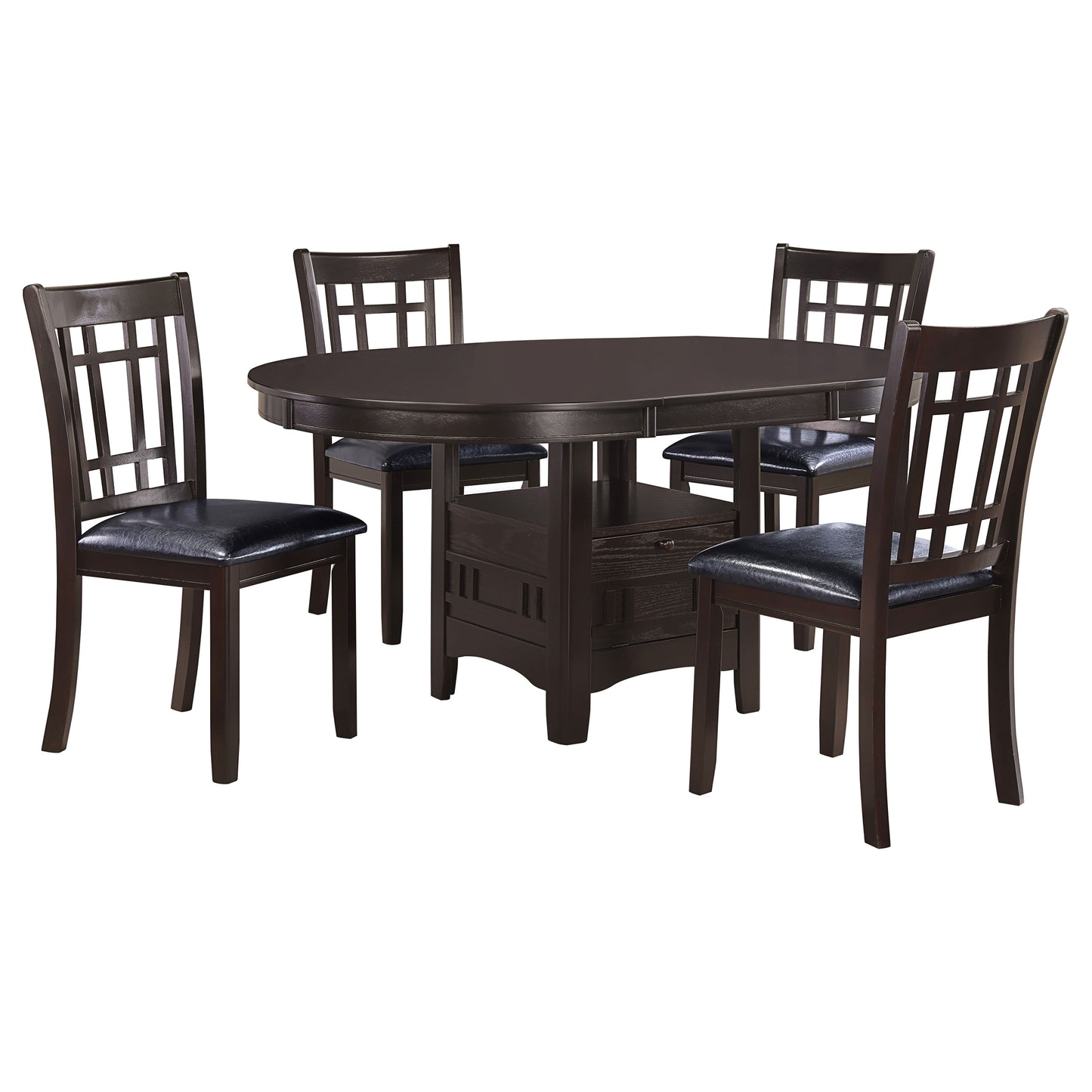 Espresso Oval Dining Room Set with Storage for Family Meals