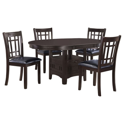 Espresso Oval Dining Room Set with Storage for Family Meals