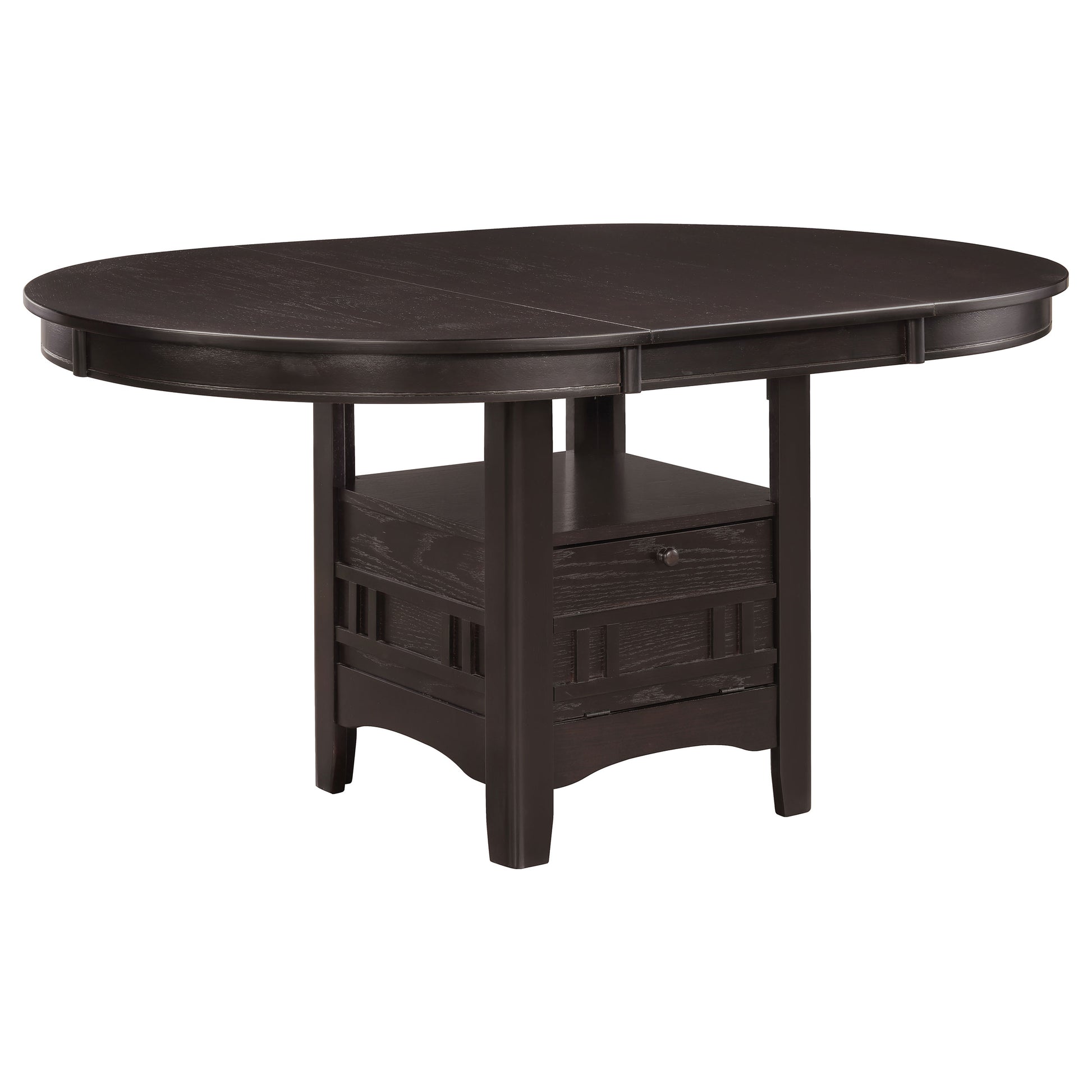 Espresso Oval Dining Room Set with Storage for Family Meals