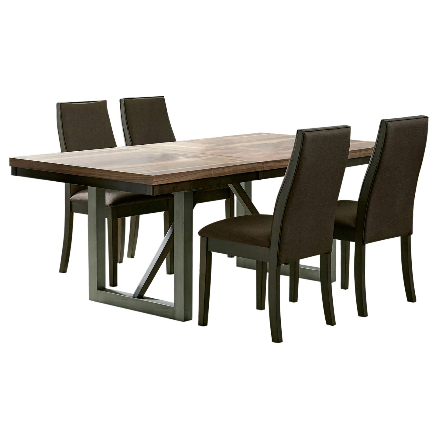 Holloway Chocolate 5-Piece Dining Set - Brown Wood Table & Chairs