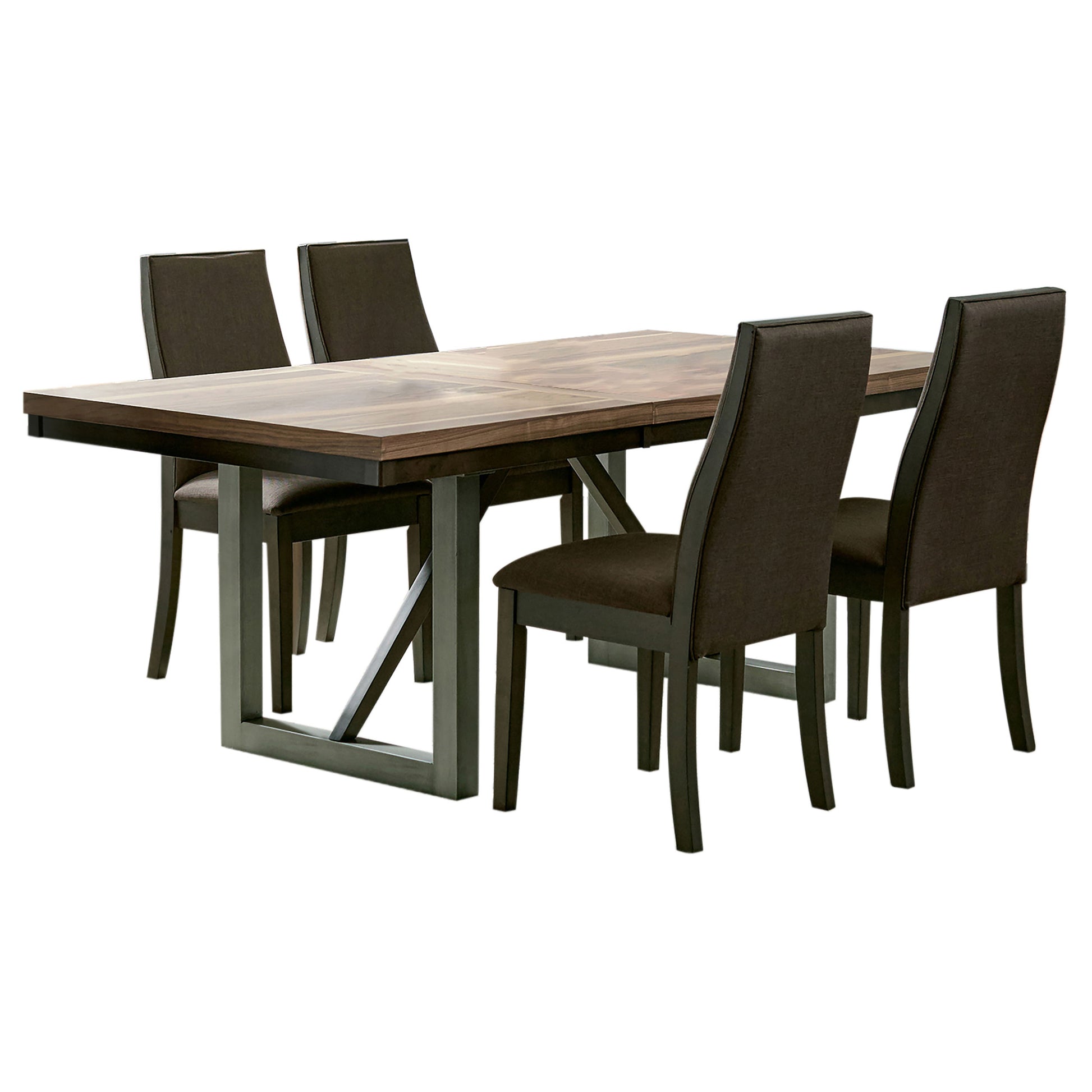 Holloway Chocolate 5-Piece Dining Set - Brown Wood Table & Chairs