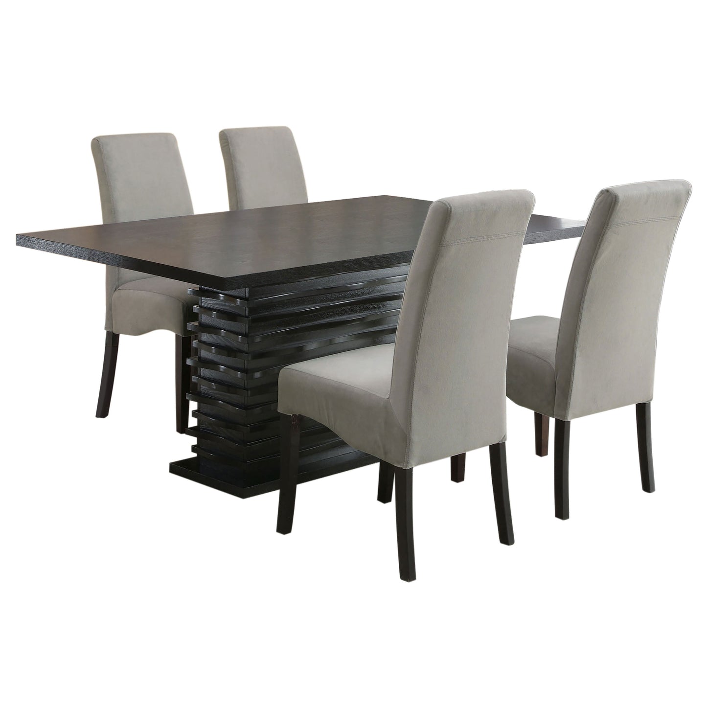Grey Upholstered Dining Set with Wood Table for Kitchen Storage