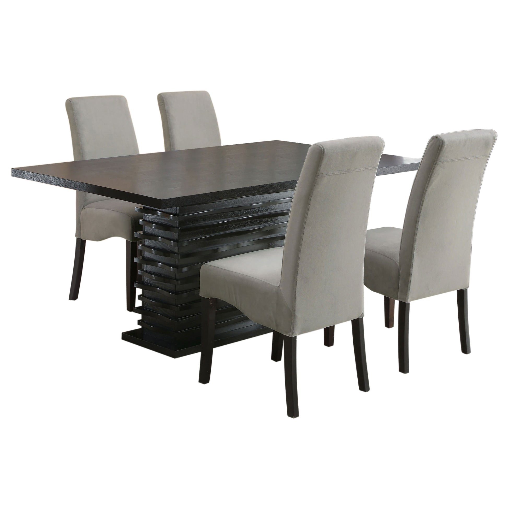 Grey Upholstered Dining Set with Wood Table for Kitchen Storage