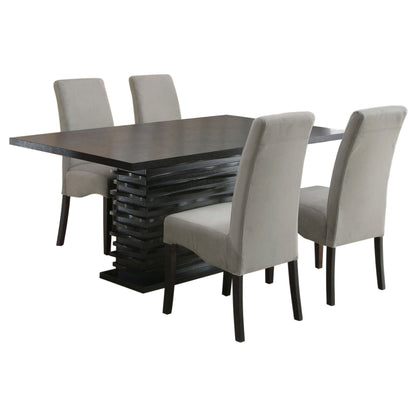 Grey Upholstered Dining Set with Wood Table for Kitchen Storage