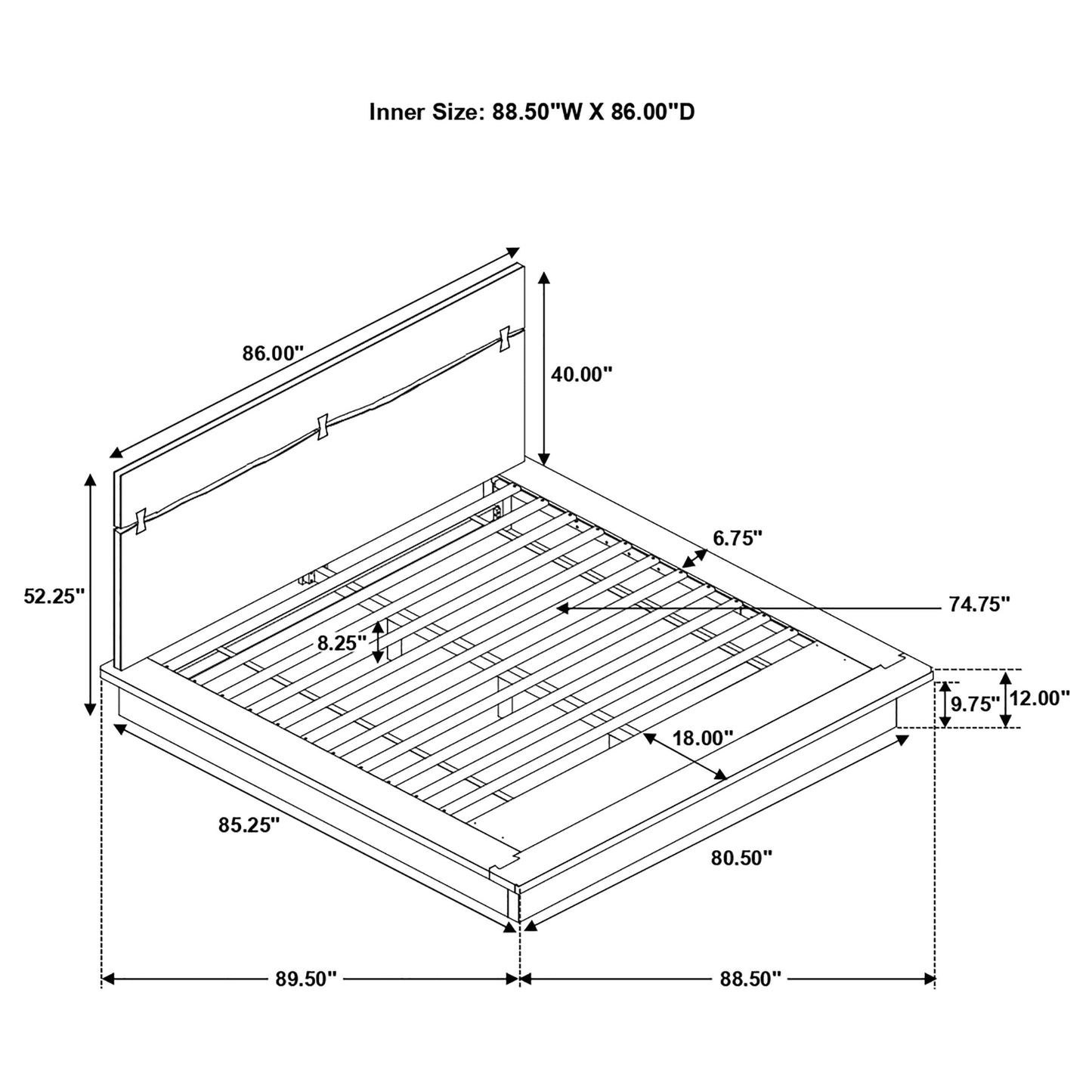 King Size Walnut Farmhouse Bed Frame