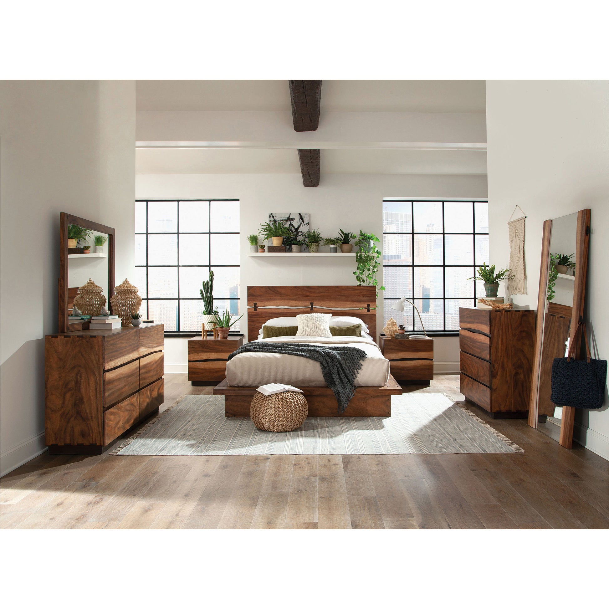 King Size Walnut Farmhouse Bed Frame