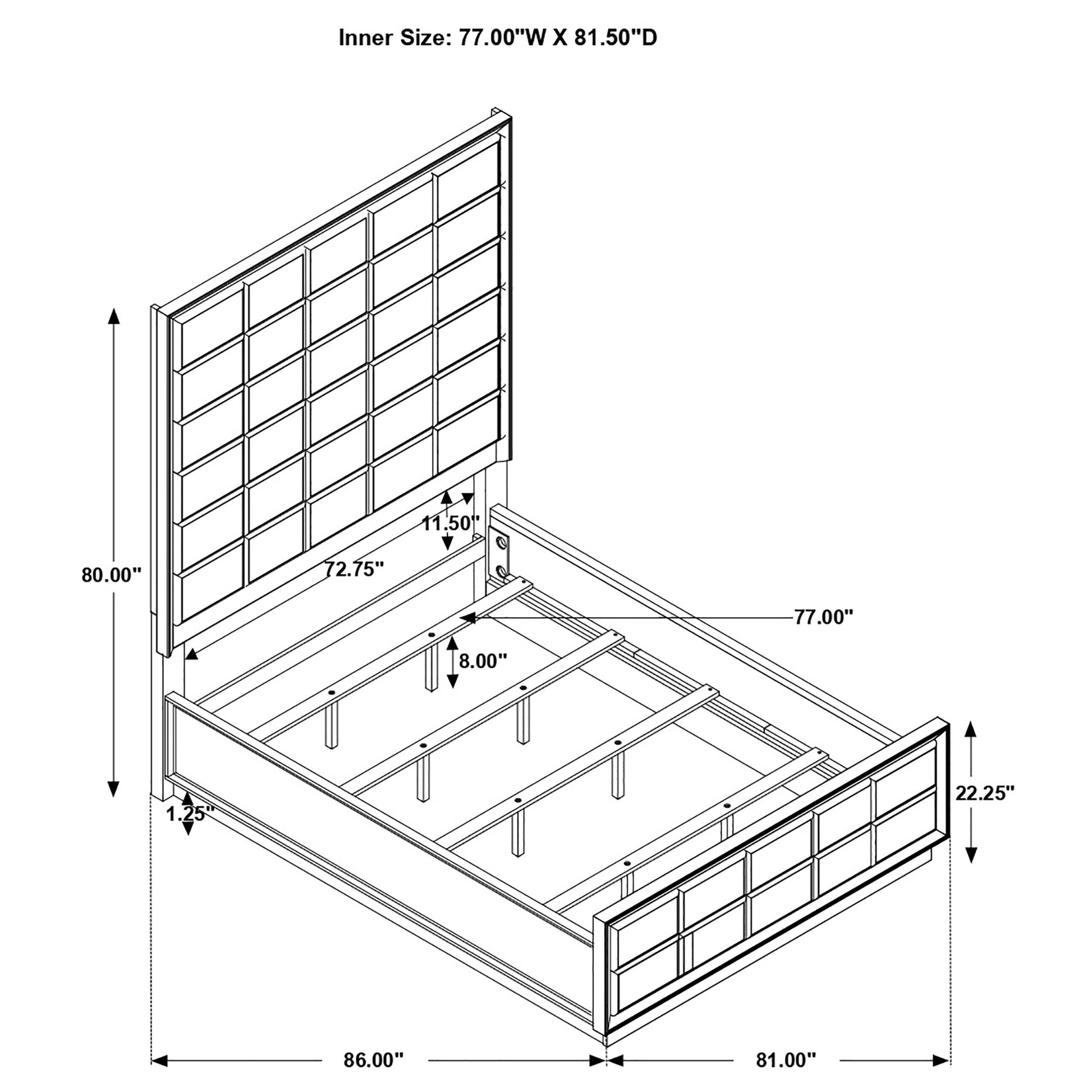 King Size Grey Wood Bed Frame for Bedrooms
