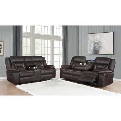 Brown Upholstered 5 Seat Motion Sofa for Living Room