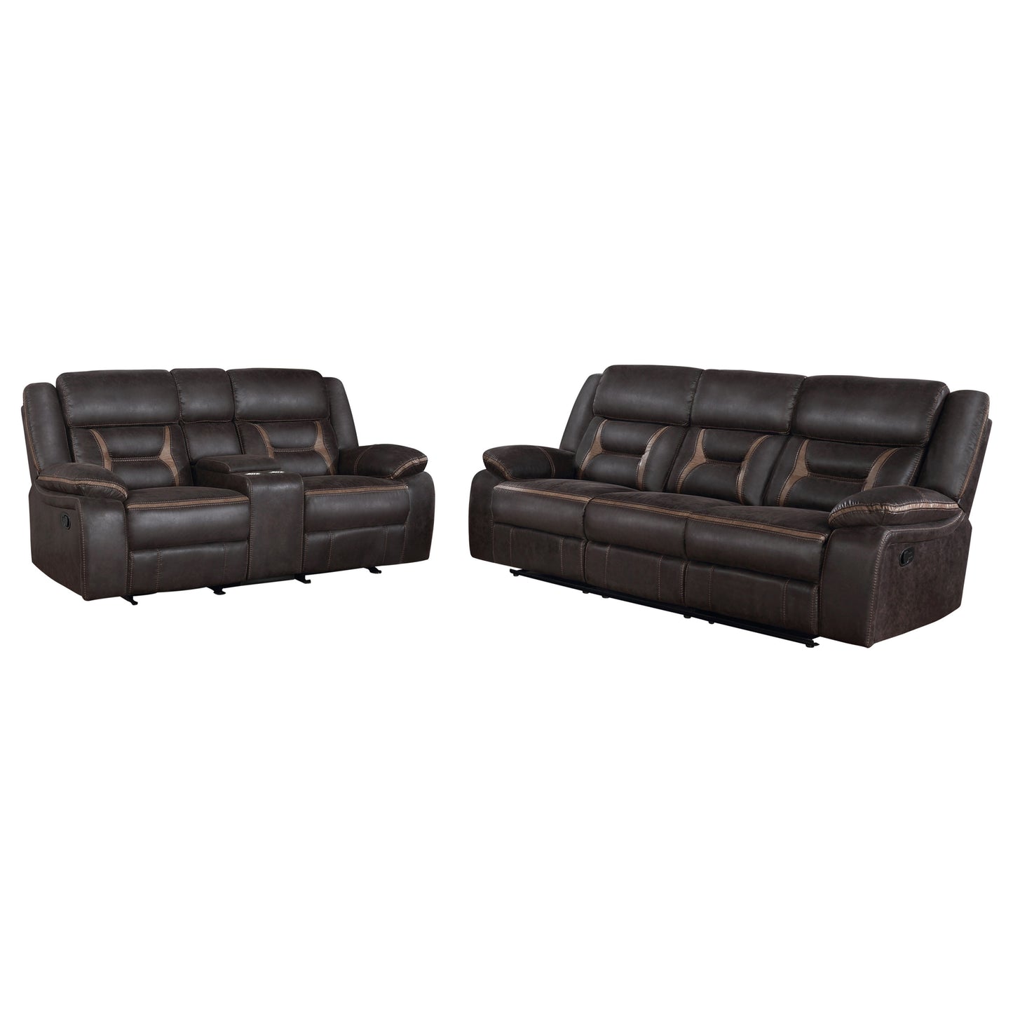 Brown Upholstered 5 Seat Motion Sofa for Living Room