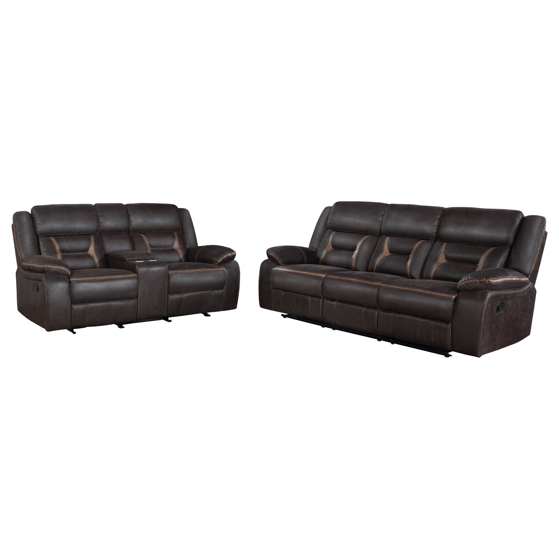 Brown Upholstered 5 Seat Motion Sofa for Living Room