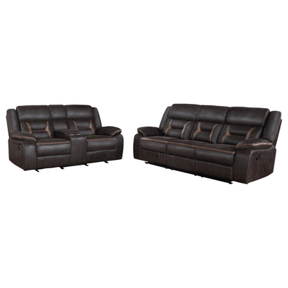 Brown Upholstered 5 Seat Motion Sofa for Living Room