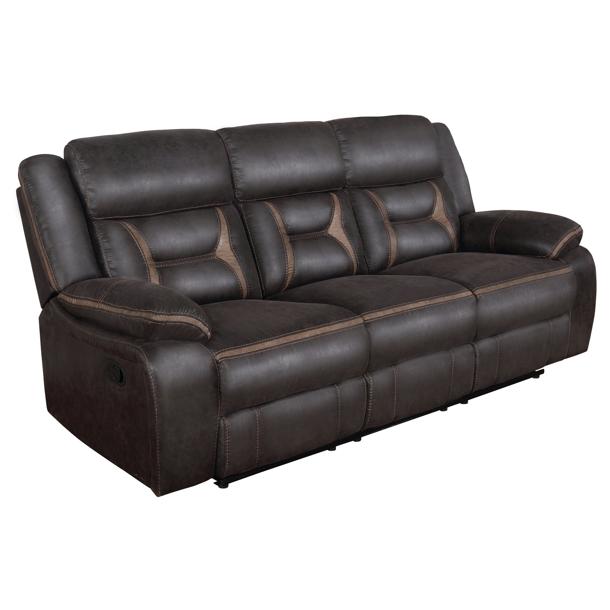 Brown Upholstered 5 Seat Motion Sofa for Living Room