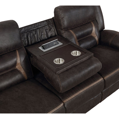 Brown Upholstered 5 Seat Motion Sofa for Living Room