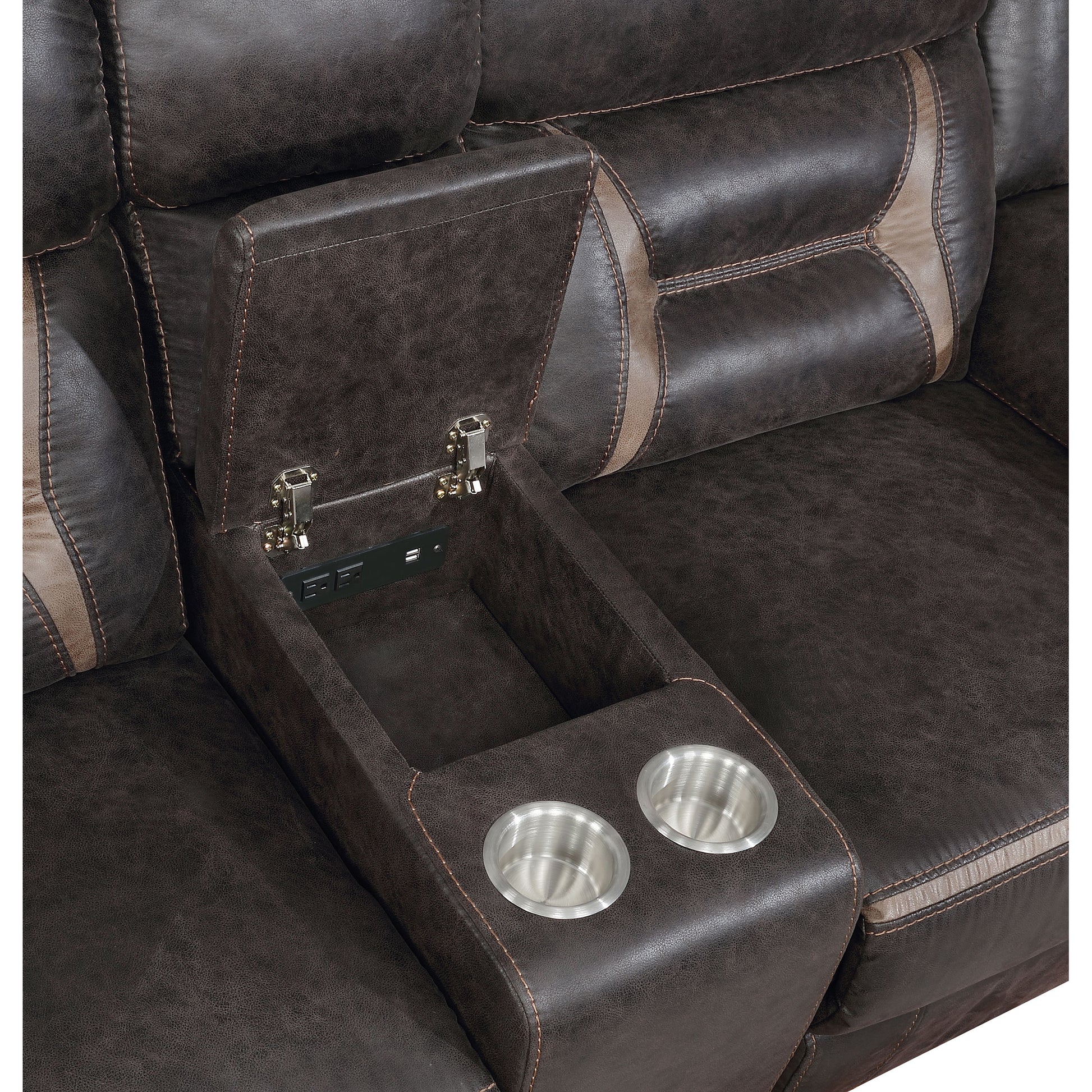 Brown Upholstered 5 Seat Motion Sofa for Living Room