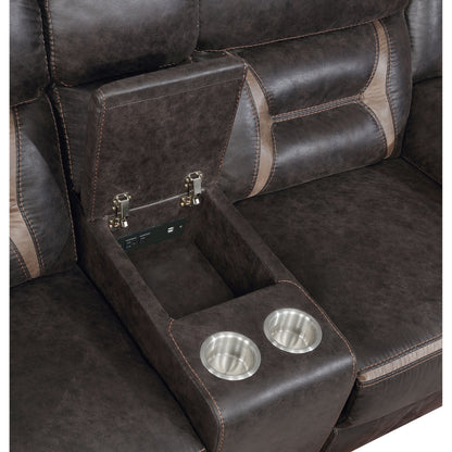 Brown Upholstered 5 Seat Motion Sofa for Living Room