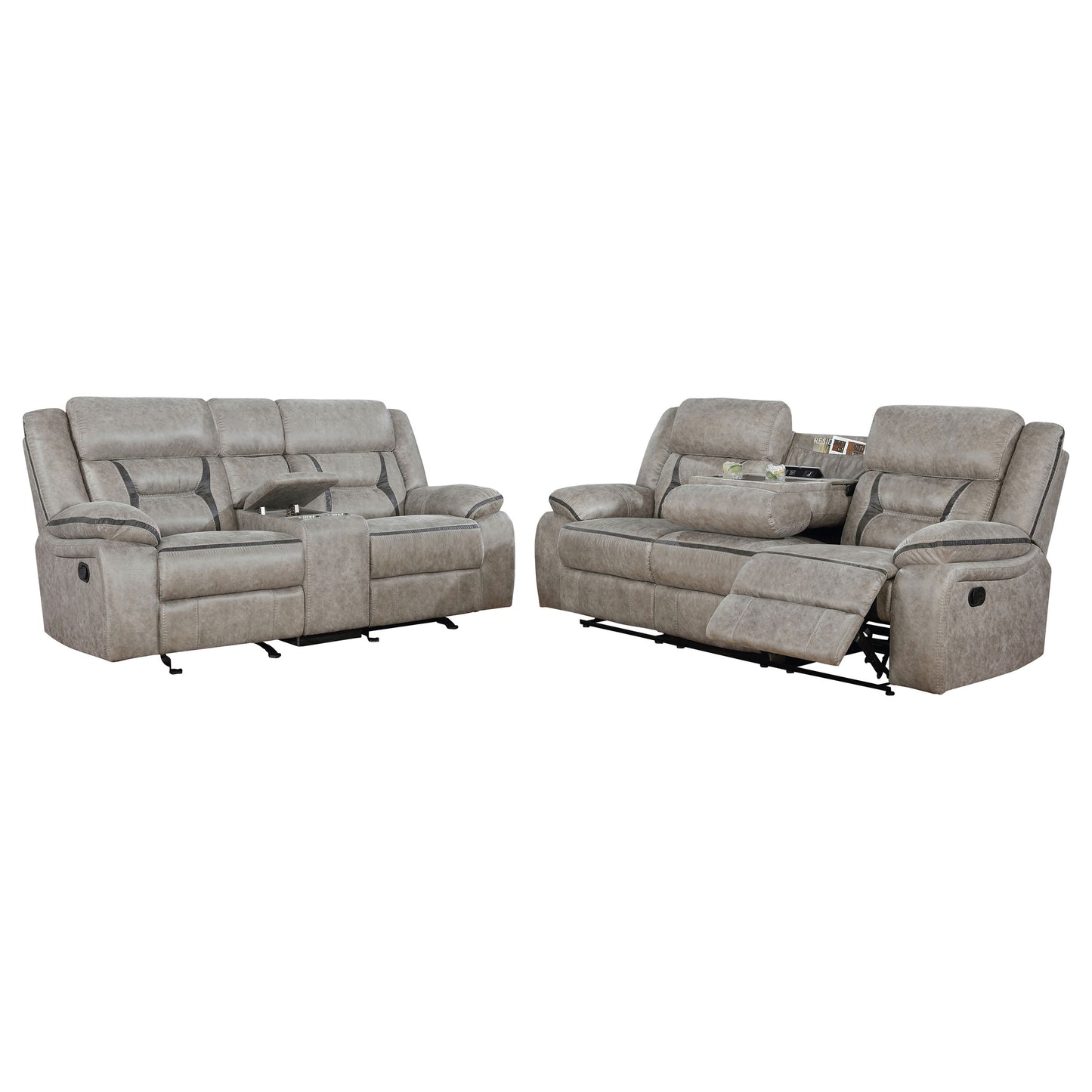 Taupe Motion Sofa - 5 Seat Comfortable Living Room Set