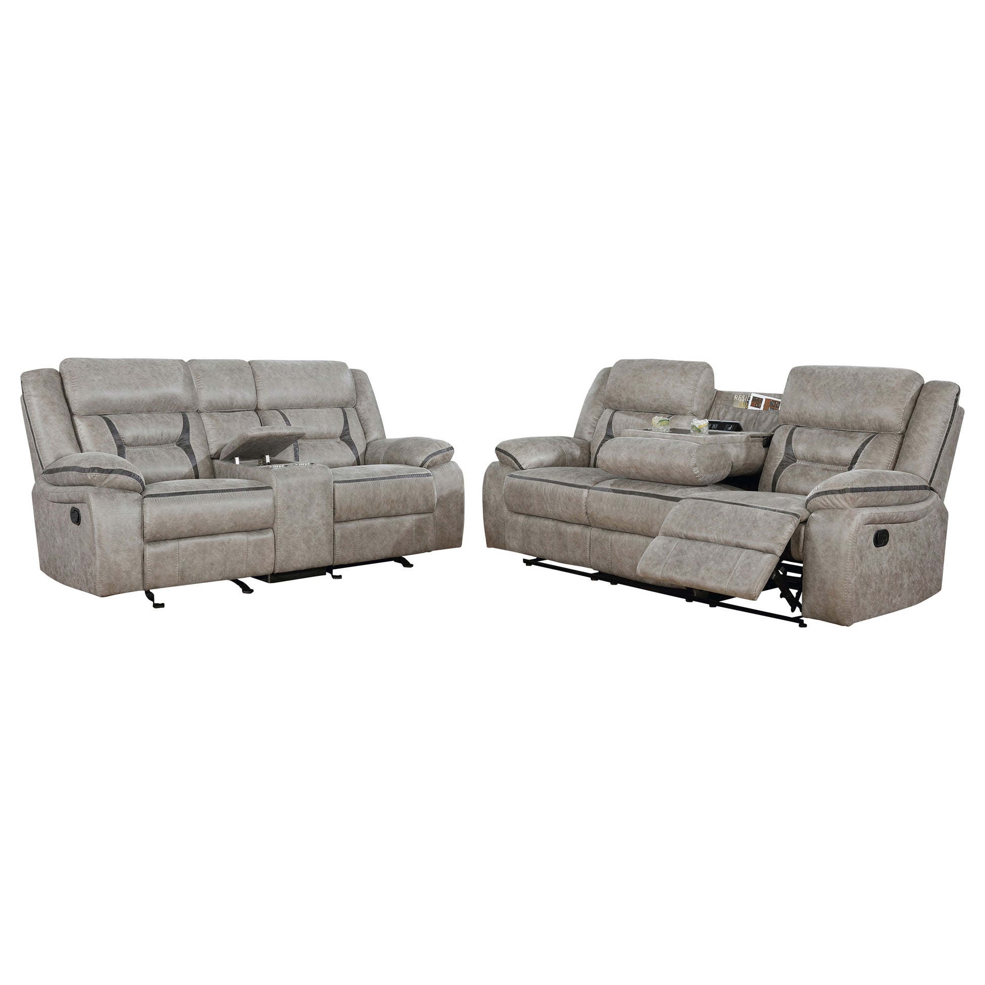 Taupe Motion Sofa - 5 Seat Comfortable Living Room Set