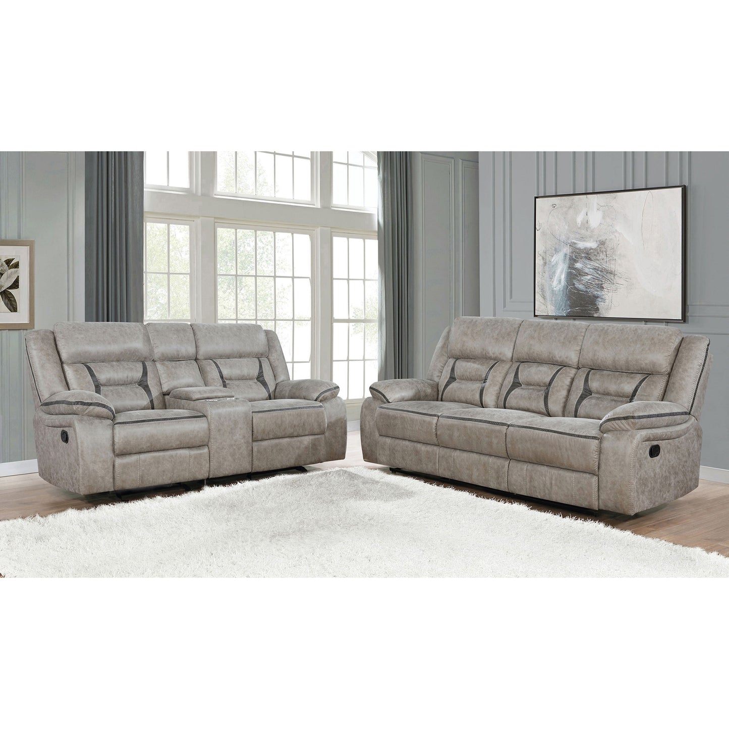 Brazelton Taupe 2-piece Pillow Top Arm Motion Living Room Set