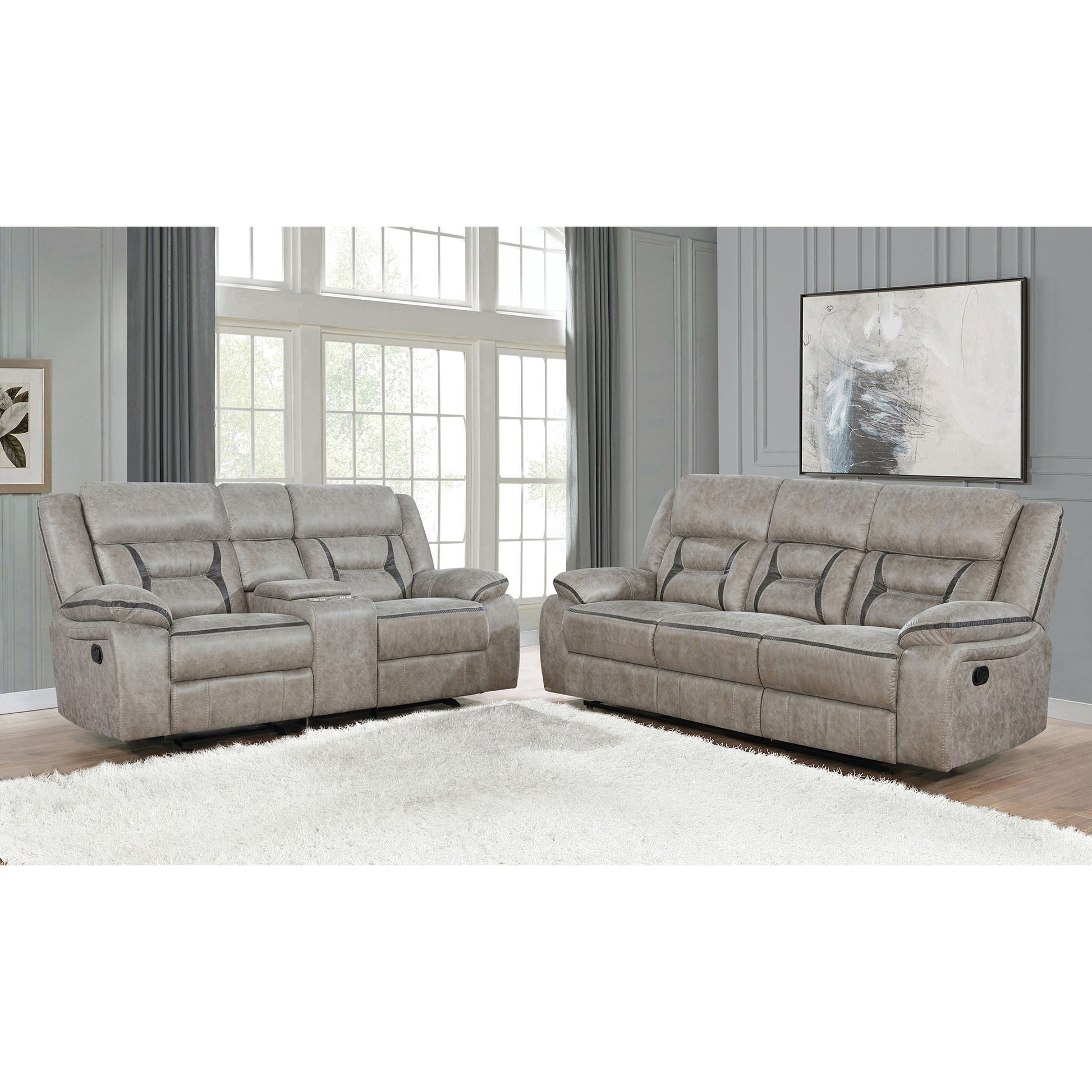 Brazelton Taupe 2-piece Pillow Top Arm Motion Living Room Set