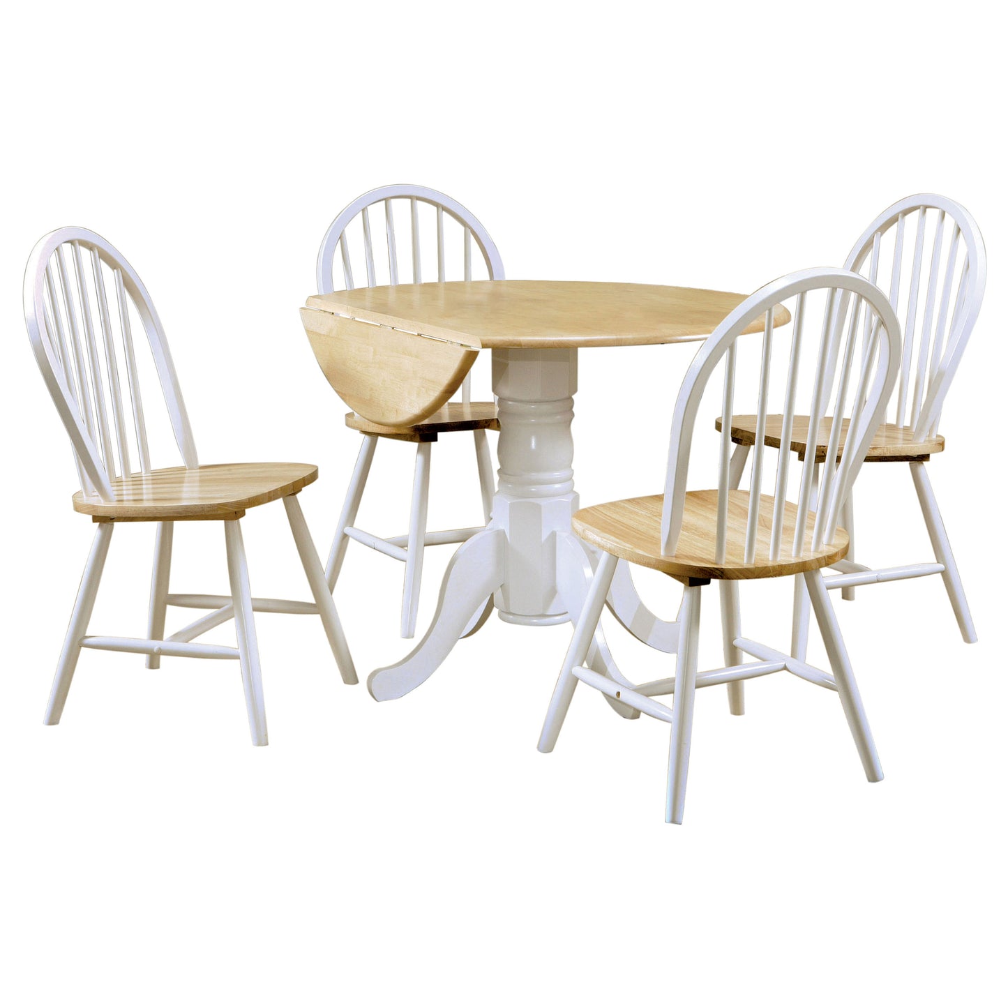 Round White Wood Dining Table Set with Chairs
