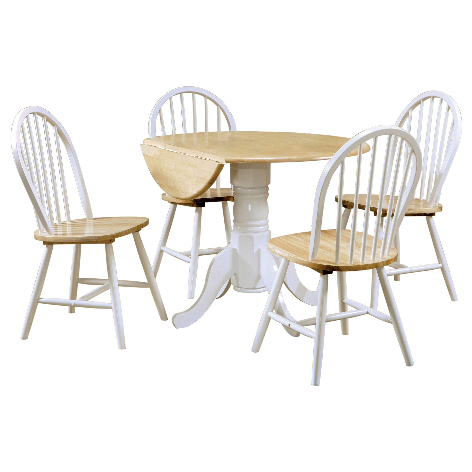 Round White Wood Dining Table Set with Chairs