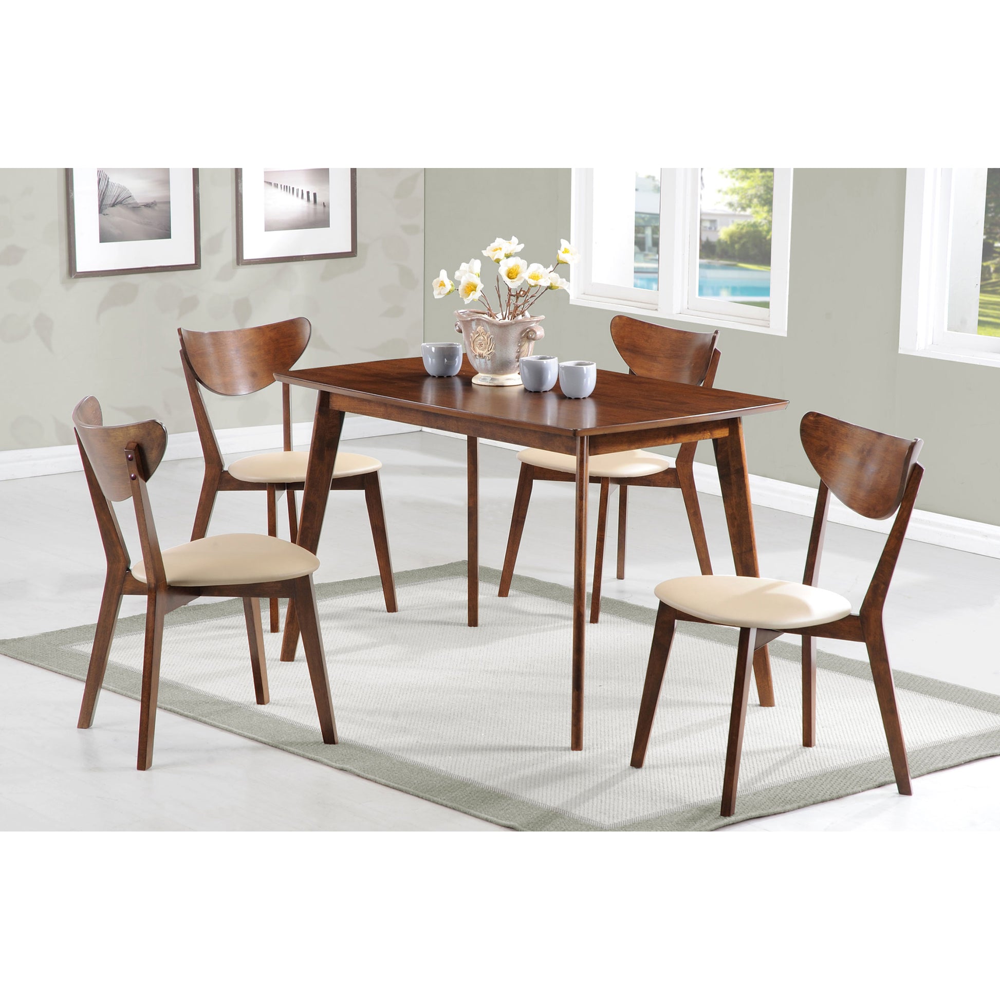 48 Inch Chestnut Wood Dining Table - Seats 4 for Dining Room