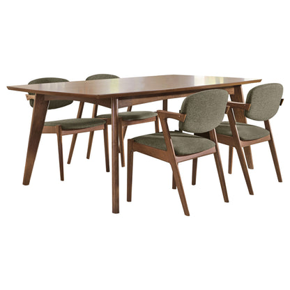 Dark Walnut 5-Piece Dining Table Set - Seats 4 for Dining Room