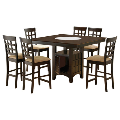 Square Cappuccino Wood Dining Table with Built-in Kitchen Storage
