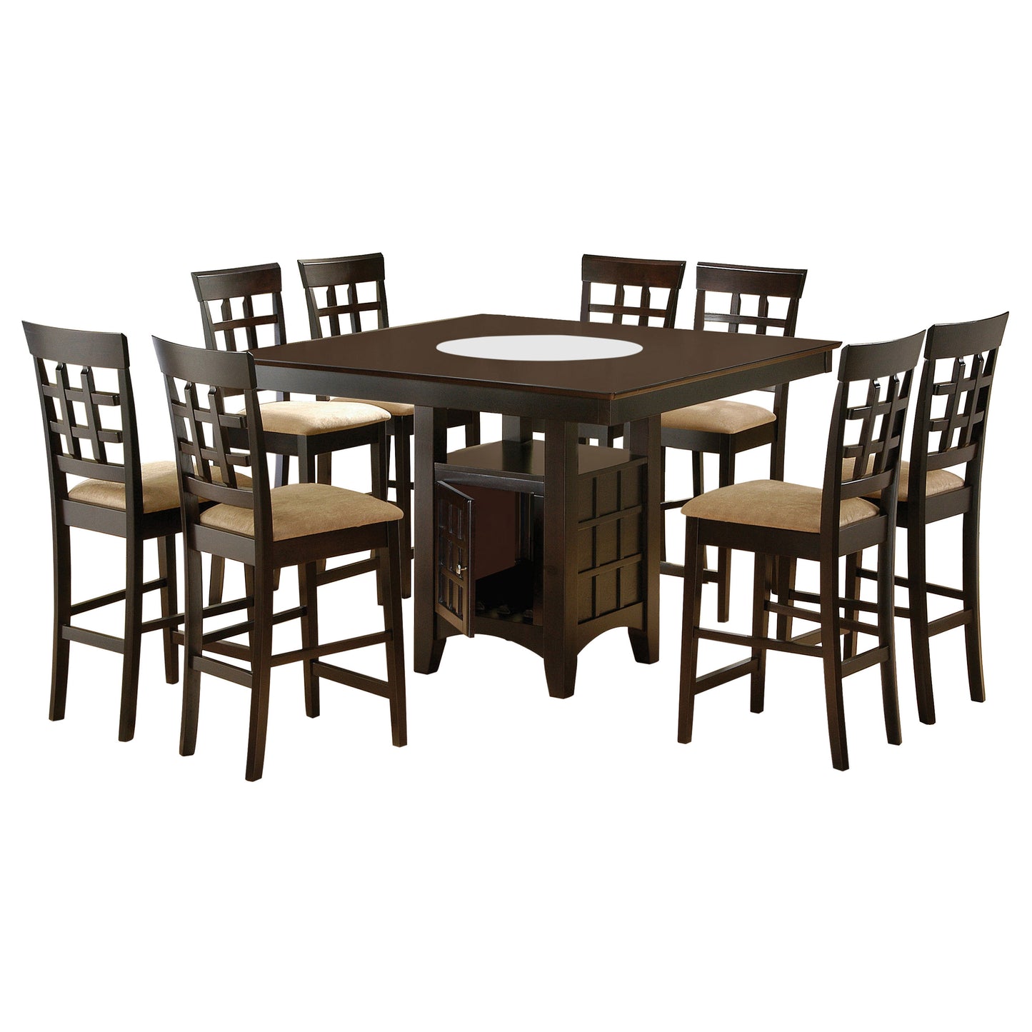 Square Cappuccino Dining Table Set - Seats 8