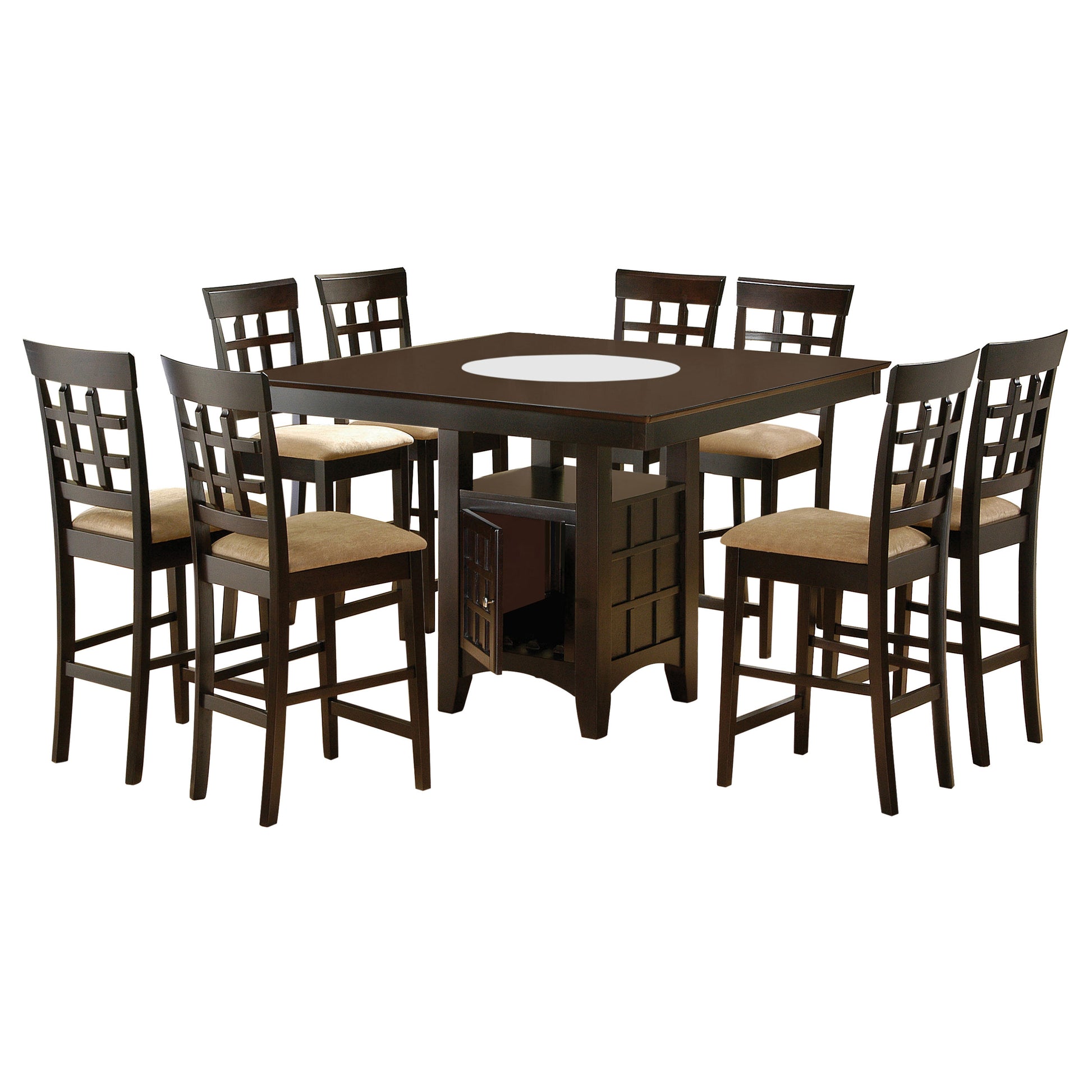 Square Cappuccino Dining Table Set - Seats 8