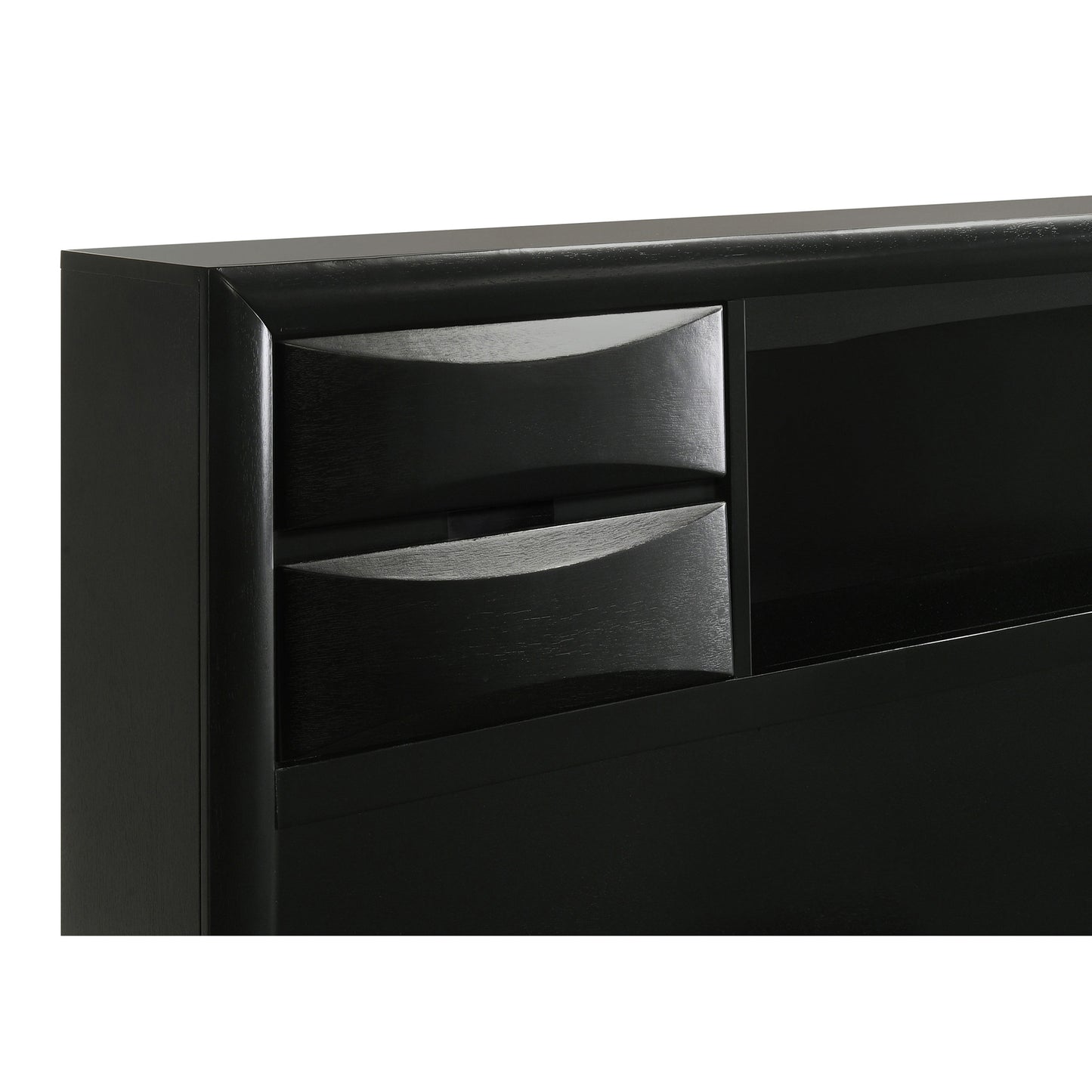 Queen Black Wood Bookcase Bed Frame