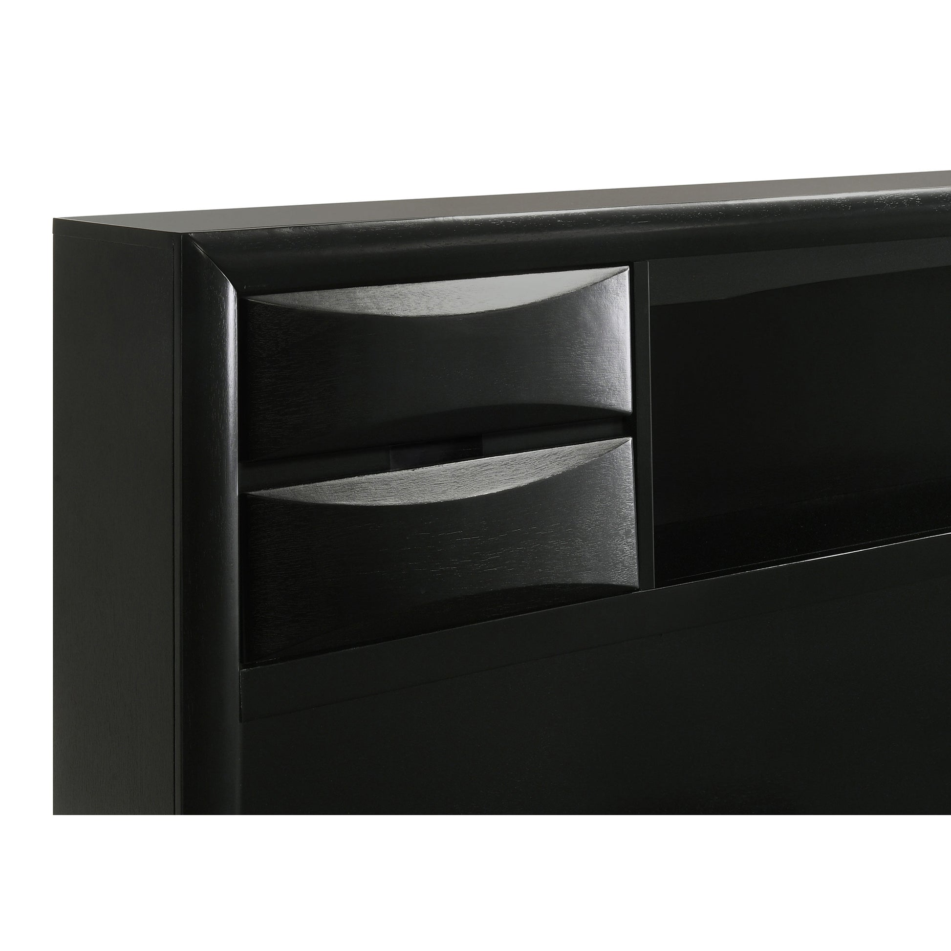 Queen Black Wood Bookcase Bed Frame