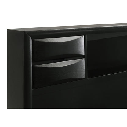 Queen Black Wood Bookcase Bed Frame