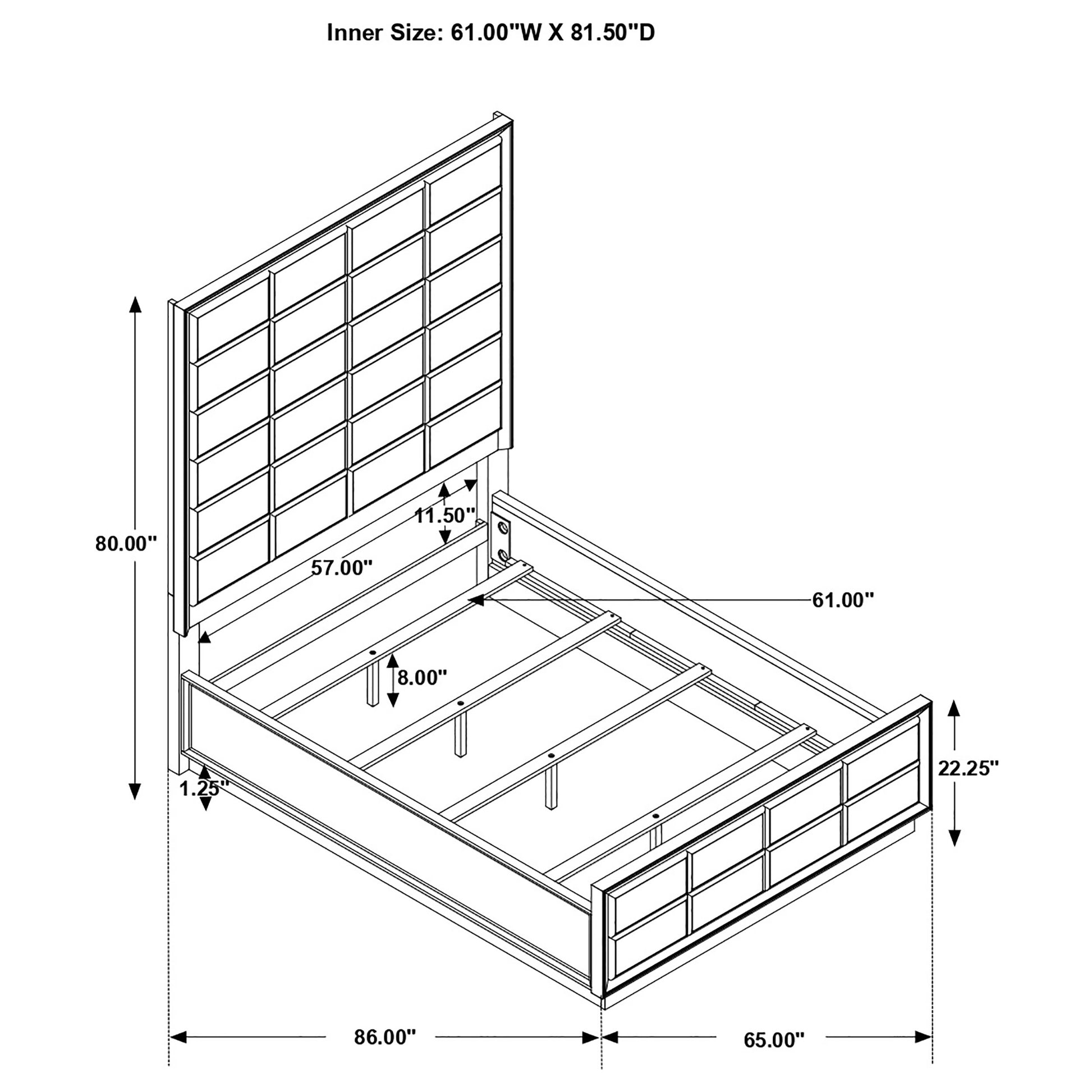 Queen Brown Wood Bed Frame - Contemporary Style