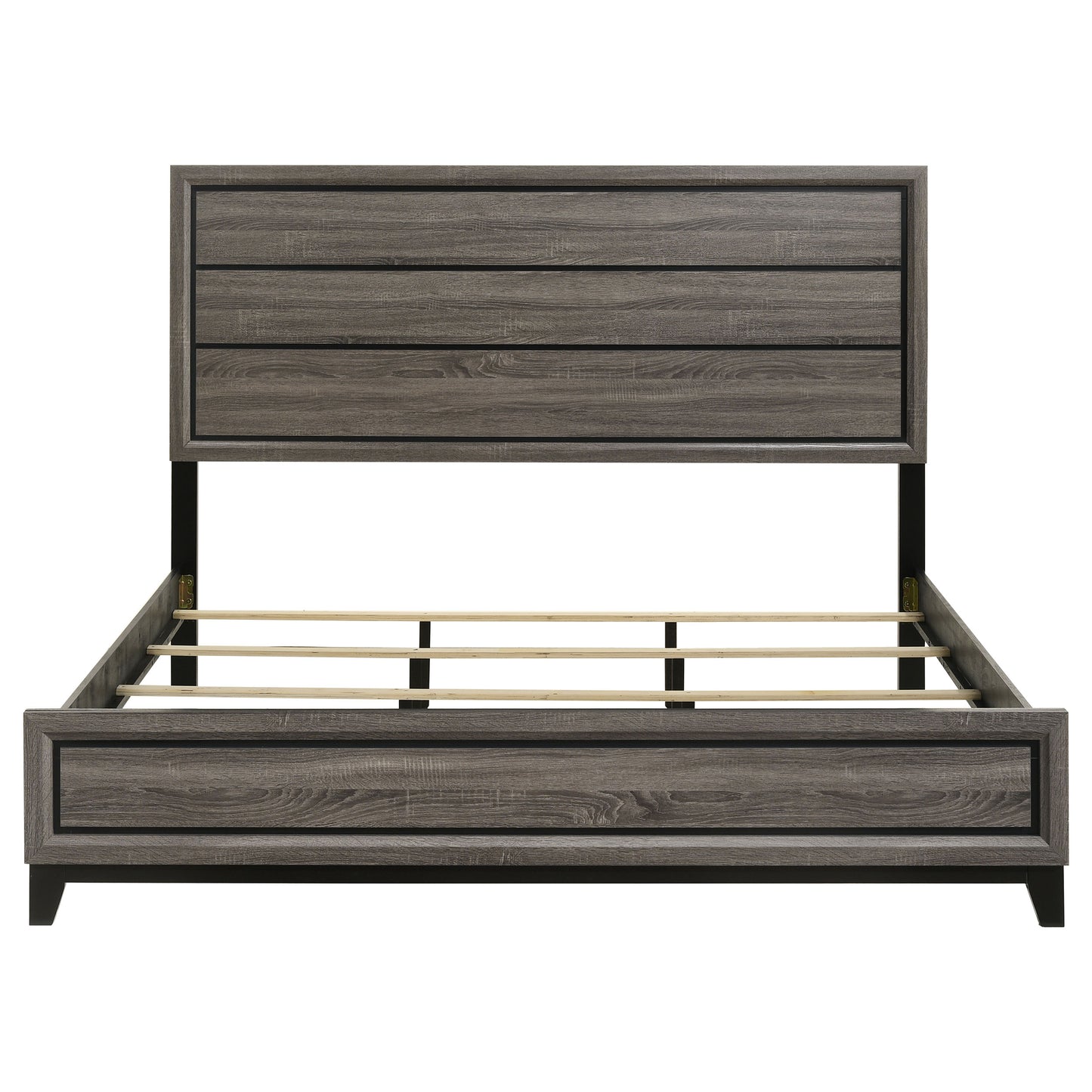 King Panel Bed - Gray Oak Wood Frame