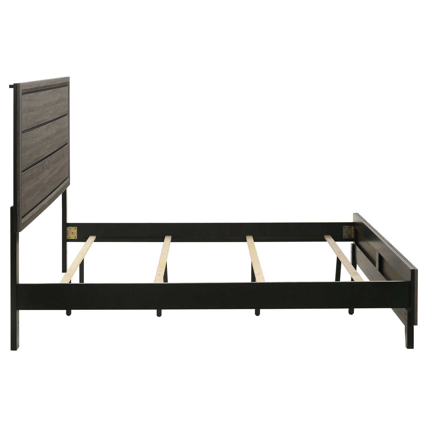 King Panel Bed - Gray Oak Wood Frame