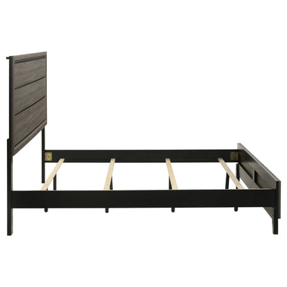 King Panel Bed - Gray Oak Wood Frame