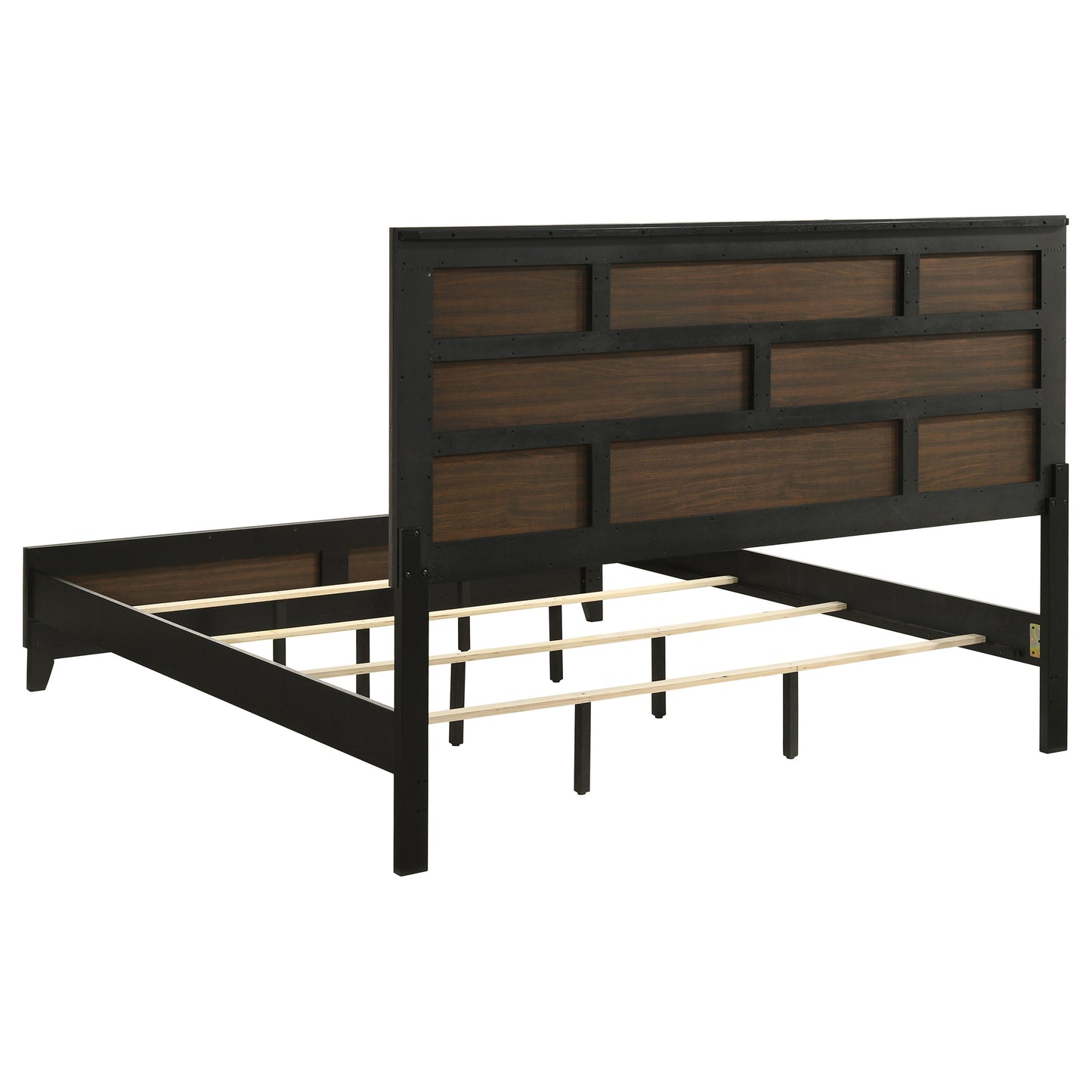 King Panel Bed - Gray Oak Wood Frame