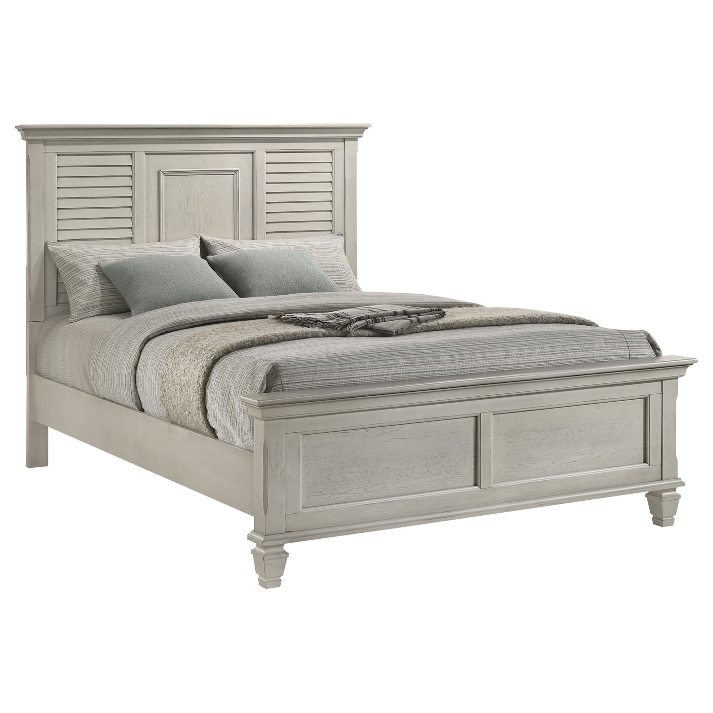 Queen White Farmhouse Wood Bed Frame for Bedroom
