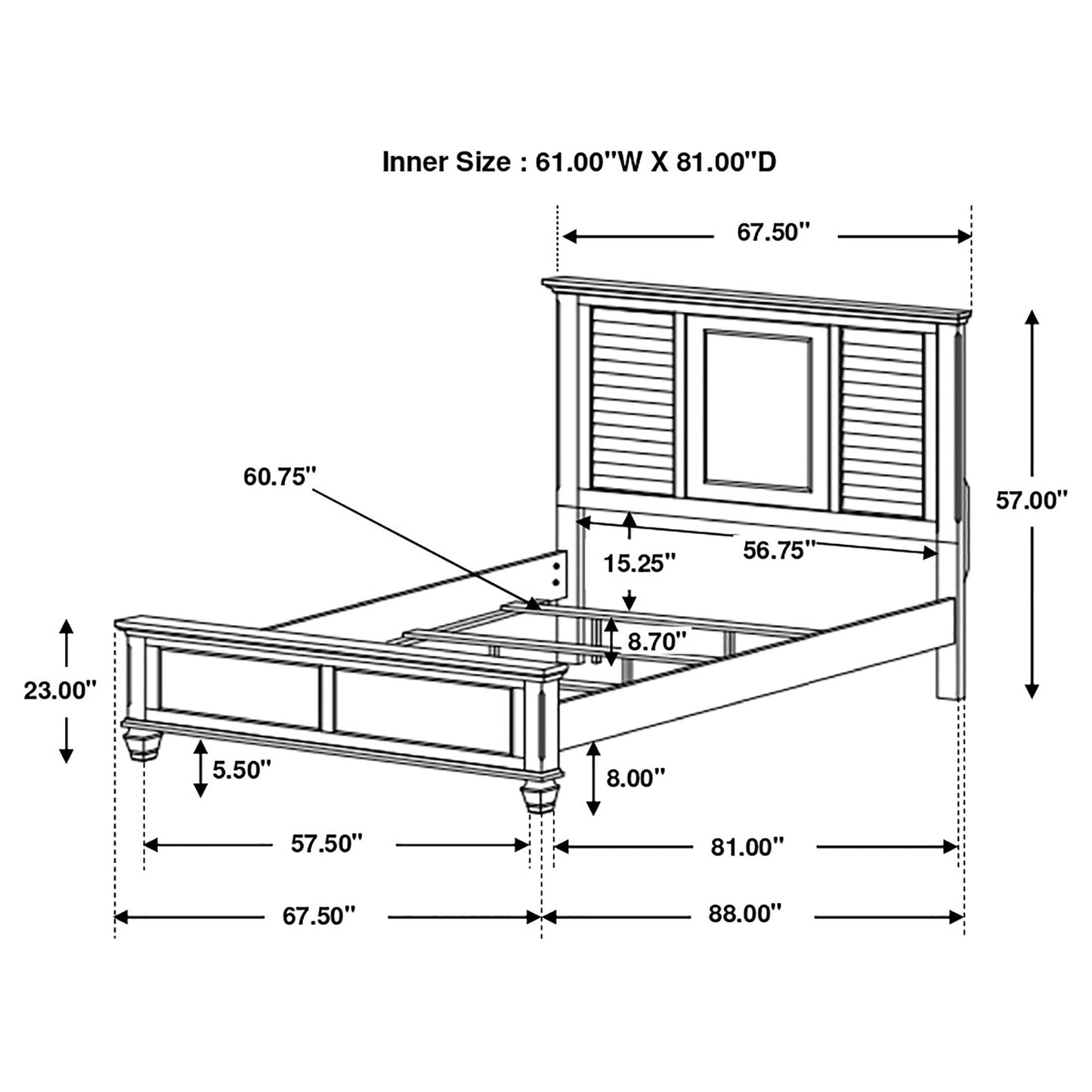 Queen White Farmhouse Wood Bed Frame for Bedroom