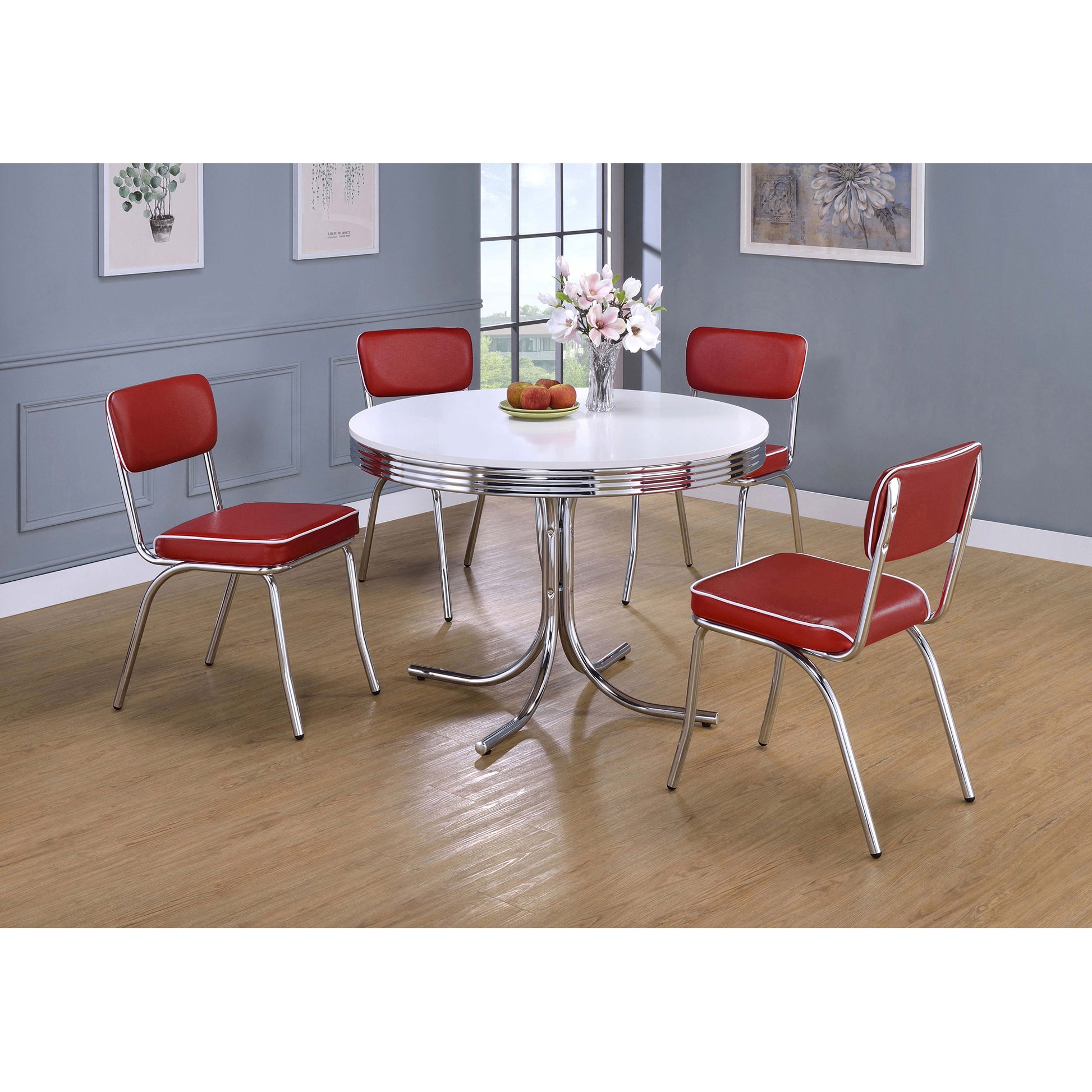 Parlisse White 5-piece Round Dining Set