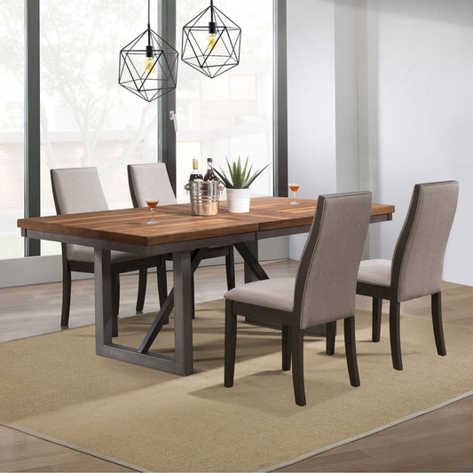 Holloway Natural Walnut and Grey 5-piece Dining Set