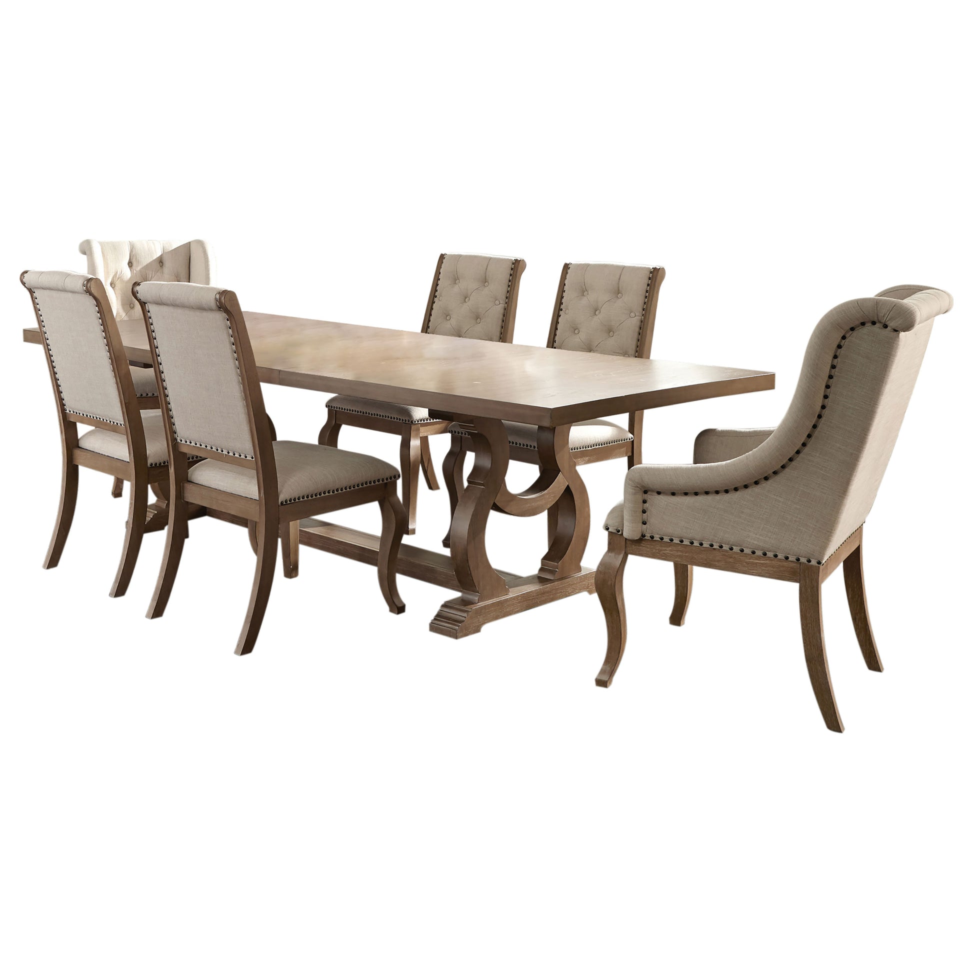 Brown Extendable Wood Dining Set with Chairs for Dining Room