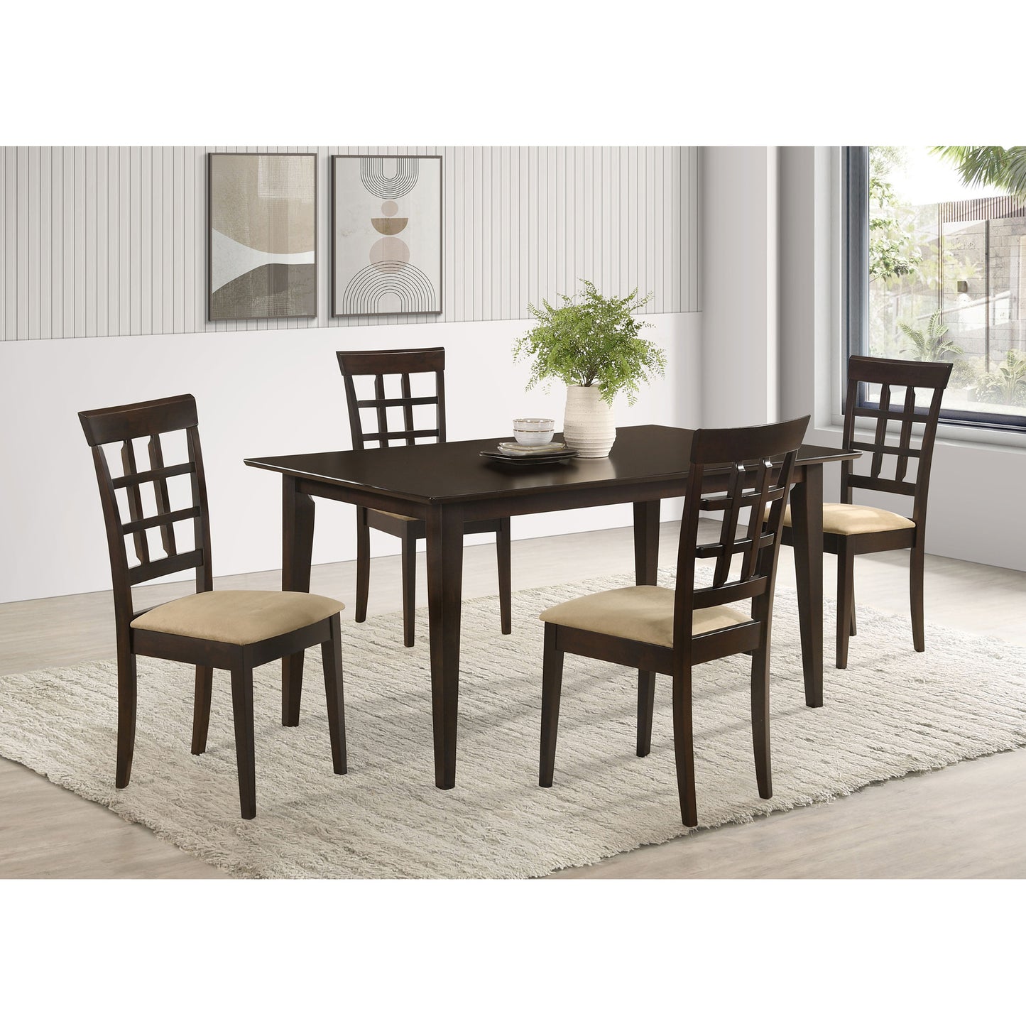 Henin Cappuccino and Beige 5-piece Dining Set