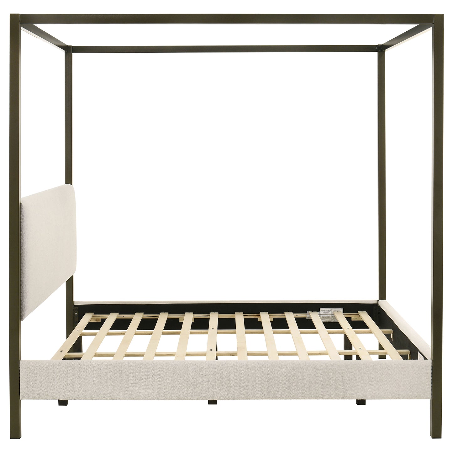 Vanilla White Eastern King Canopy Bed - No Box Spring Needed for Bedroom