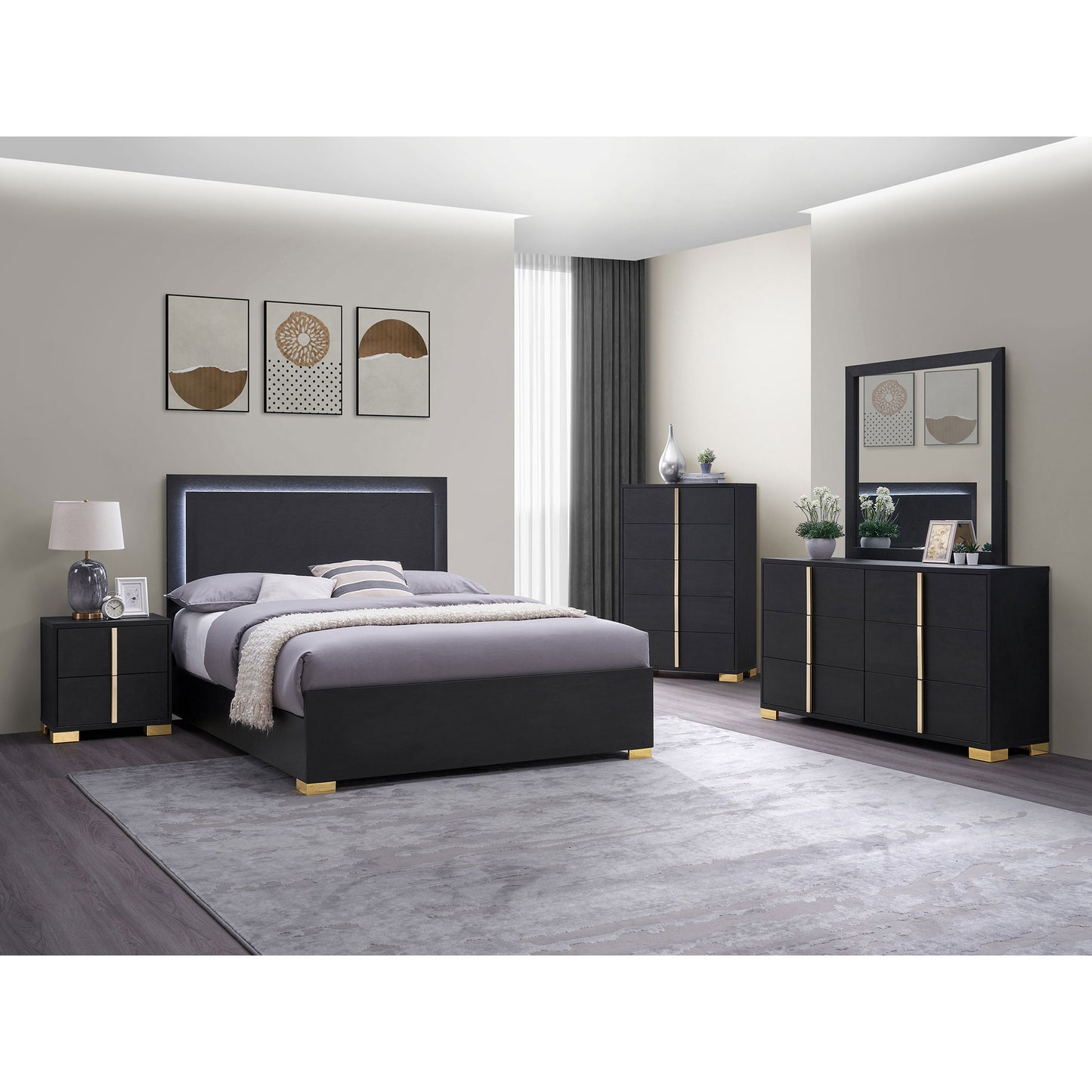 Medici Black King Bed Frame - Contemporary Style