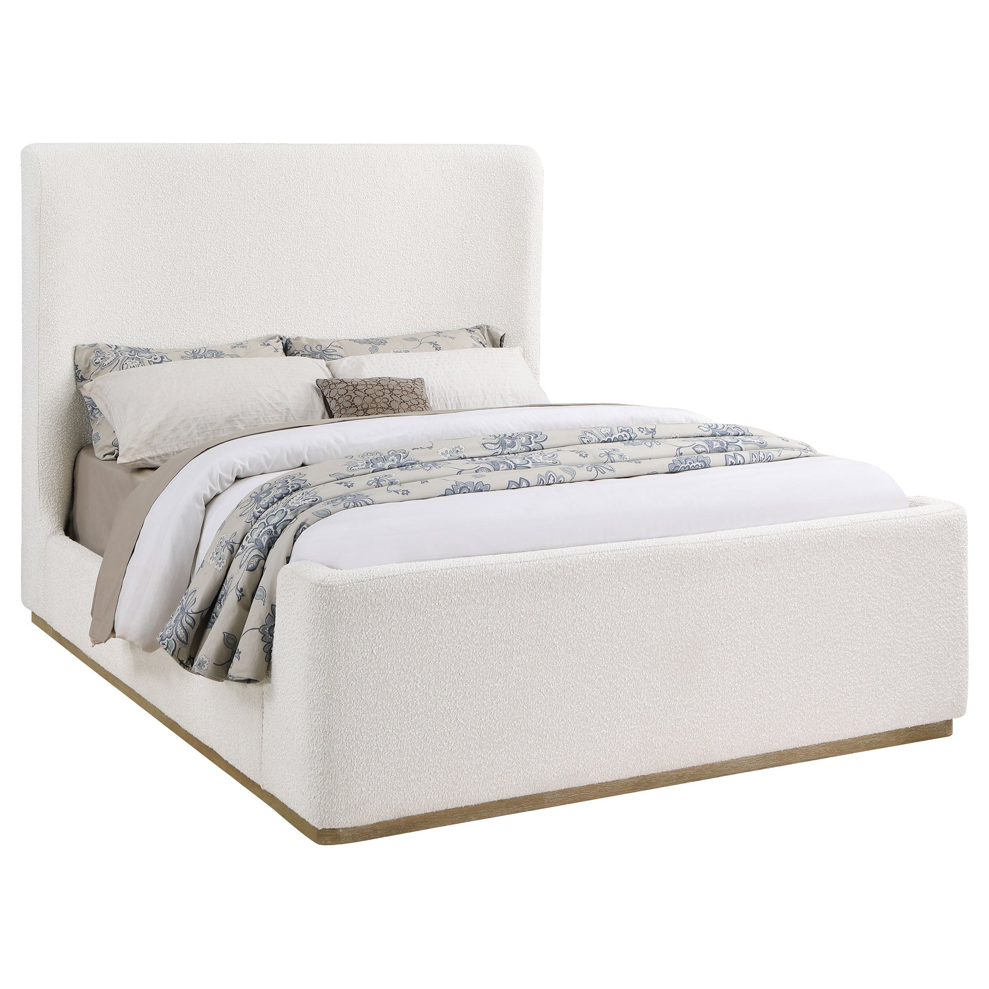 Cream Queen Sleigh Bed Frame - 88" Platform for Bedroom
