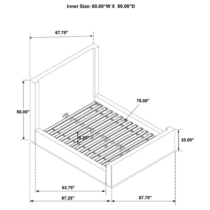 Cream Queen Sleigh Bed Frame - 88" Platform for Bedroom